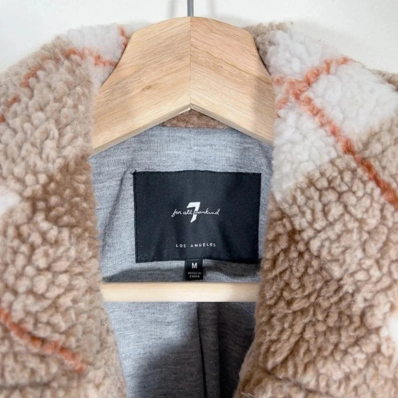 7 For All Mankind  Brown Teddy Crop Jacket - Picture 8 of 15